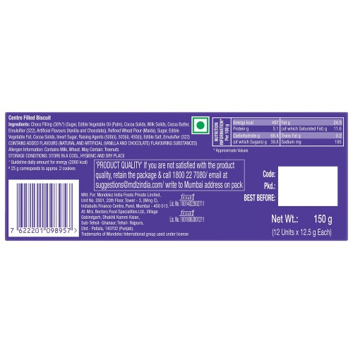 Cadbury Chocobakes Choc Filled Cookies, 150 g