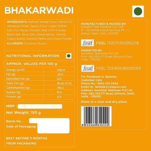 Chaayos Bhakarwadi (150g Pack)