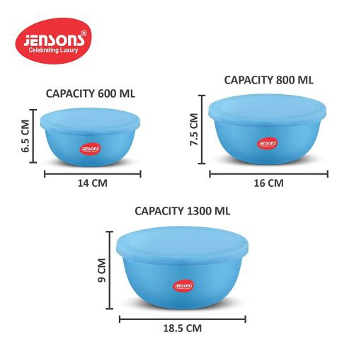Jensons JEN-118 Flora Microwave Safe with Lid Stainless Steel 3 Pcs Bowl Set