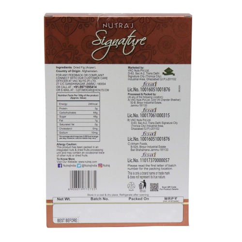 Nutraj Signature Dried Figs (Anjeer) 400g - Vacuum Pack